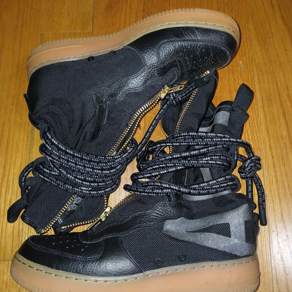 Nike Other - Nike Black and Gold Air Force Sneakers